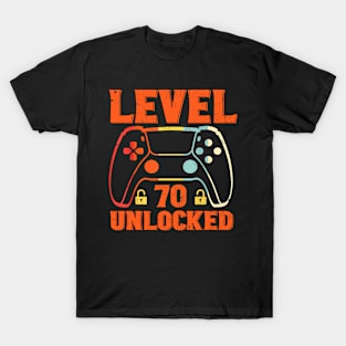 Level 70 Unlocked 70 Year Old Funny 70th Birthday T-Shirt